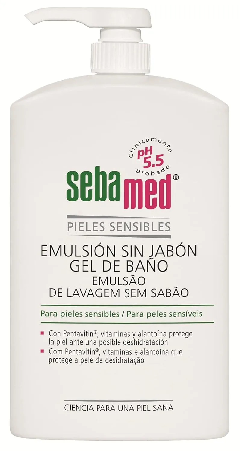 Emulsão sem sabão Sebamed, gel de banho para peles normais e sensíveis, higiene diária