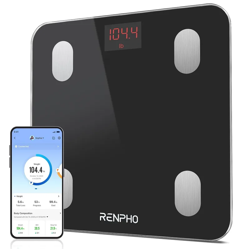 RENPHO ▫️ Balança de casa com Bluetooth, peso, gordura corporal, IMC, pilhas incluídas