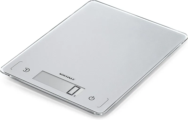 Soehnle ▫️ Balança de cozinha Page Comfort 300 Slim, balança digital com pesagem de 1 g a 10 kg, balança de cozinha com design elegante e ecrã LCD com dígitos de 20 mm de altura, cinzento