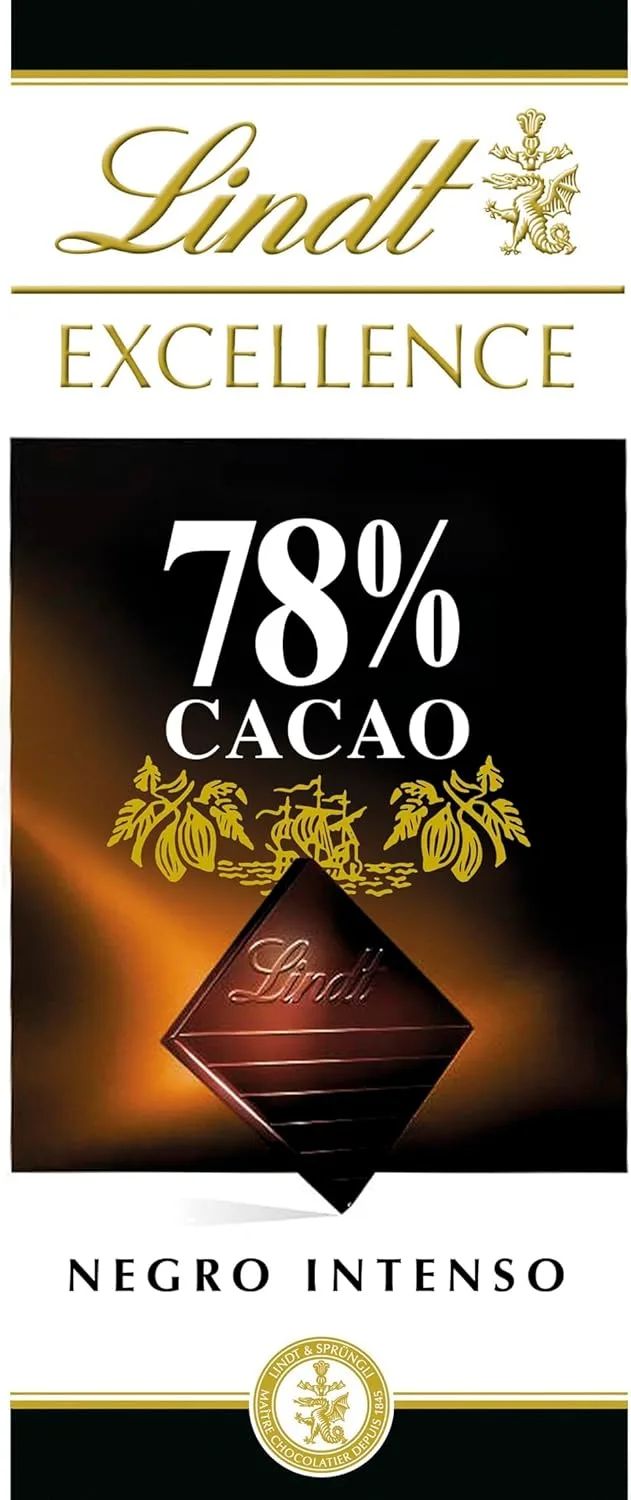 Lindt ▫️ Chocolate EXCELLENCE 78%, barra de chocolate, chocolate preto, aromático, extra fino, intenso e equilibrado.