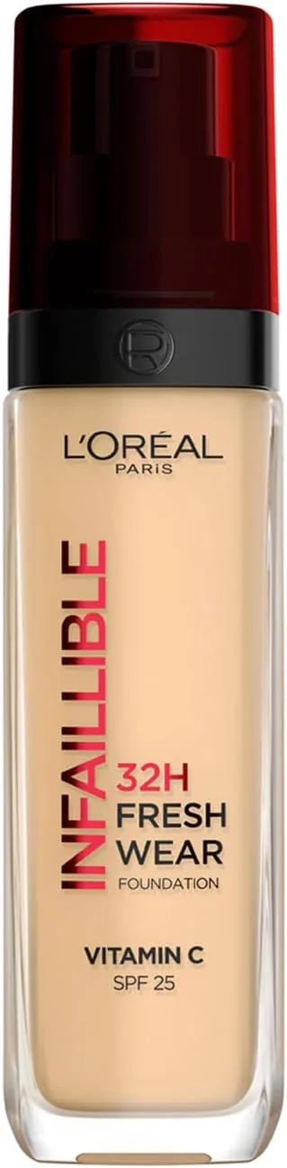 L'Oreal Paris ▫️ L'Oréal Paris Infaillible 32H Fresh Wear Base de Maquilhagem, 125 Naturel Rosé | Cobertura leve e ajustável, até 32 horas de duração, acabamento natural, para todos os tipos de pele, Infaillible Fresh Wear