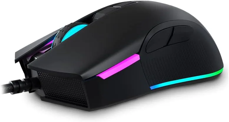 NEWSKILL ▫️ Rato para jogos EOS RGB com fio, preto, 16 000 DPI, 10 perfis configuráveis, sensor ótico PMW3360, preto