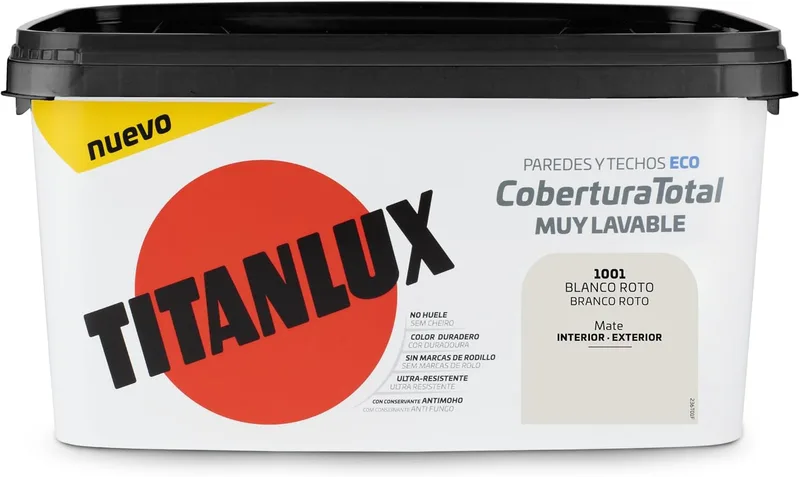TITANLUX ▫️ Cobertura Total – tinta para paredes Branco Quebrado 4 L