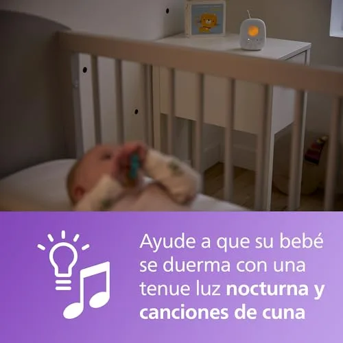 AVENT ▫️ Monitor de bebés Philips com áudio DECT, luz noturna e canções de embalar, intercomunicador bidirecional, alcance de 330 m e autonomia de 18 h, ligação segura, sensor de temperatura, SCD713/26 5