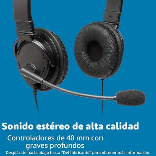 Kensington ▫️ K97601WW - Auscultadores USB-A com microfone, som estéreo Hi-Fi, drivers de 40 mm, supressão de ruído, arnês ajustável almofadado, cabo de 1,8 m, compatíveis com Windows, Mac e Chromebook 3