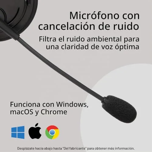 Kensington ▫️ K97601WW - Auscultadores USB-A com microfone, som estéreo Hi-Fi, drivers de 40 mm, supressão de ruído, arnês ajustável almofadado, cabo de 1,8 m, compatíveis com Windows, Mac e Chromebook 5
