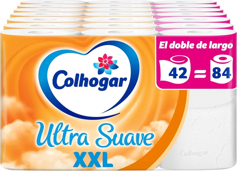 Colhogar ▫️ Ultra Suave XXL 7x6 - Papel higiénico suave - Embalagem com 42 rolos extragrandes - Papel higiénico de 2 camadas - 100% sem perfume - Branco