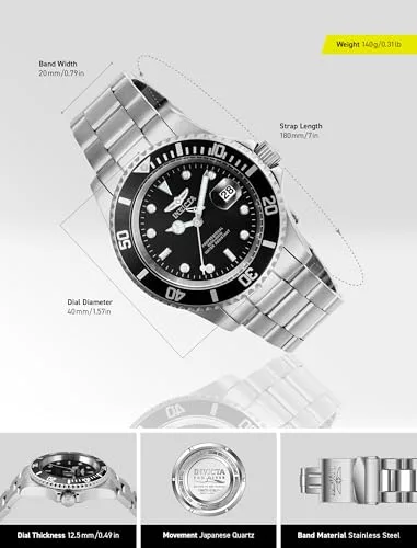 INVICTA ▫️ Relógio de quartzo para homem Pro Diver em aço inoxidável - 40 mm 4