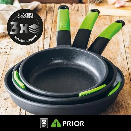 BRA ▫️ Prior | Conjunto de 3 frigideiras de 20, 24 e 28 cm + 2 Safe 3