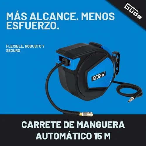 Güde ▫️ Enrolador automático de mangueira 2882, 15 m (pressão de trabalho máxima de 12 bar, diâmetro interior de 9,5 mm, espessura da parede de 3 mm) 2