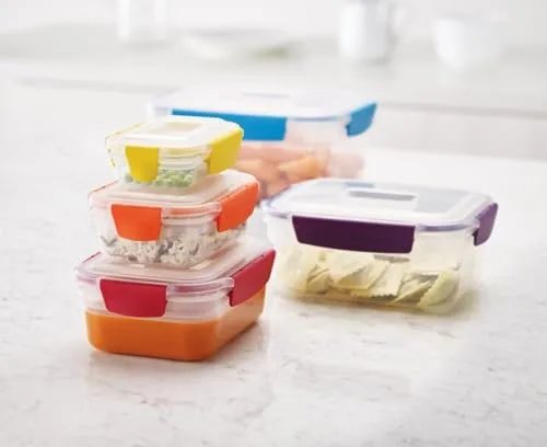Joseph Joseph ▫️ Nest Lock - Conjunto de 5 recipientes de plástico para alimentos, herméticos, lancheiras, arrumação de cozinha, multicoloridos 2