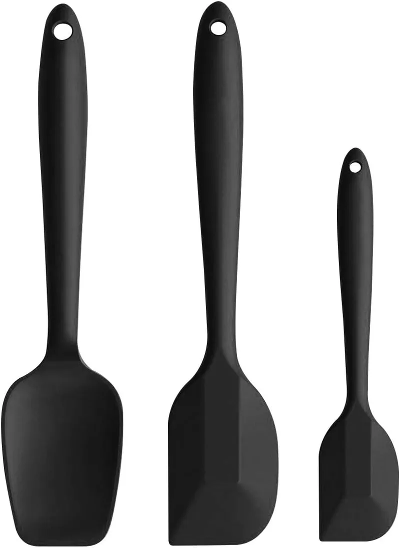 iNeibo ▫️ Espátulas de cozinha Espátulas de silicone Resistentes a altas temperaturas Conjunto de 3 peças | Preto