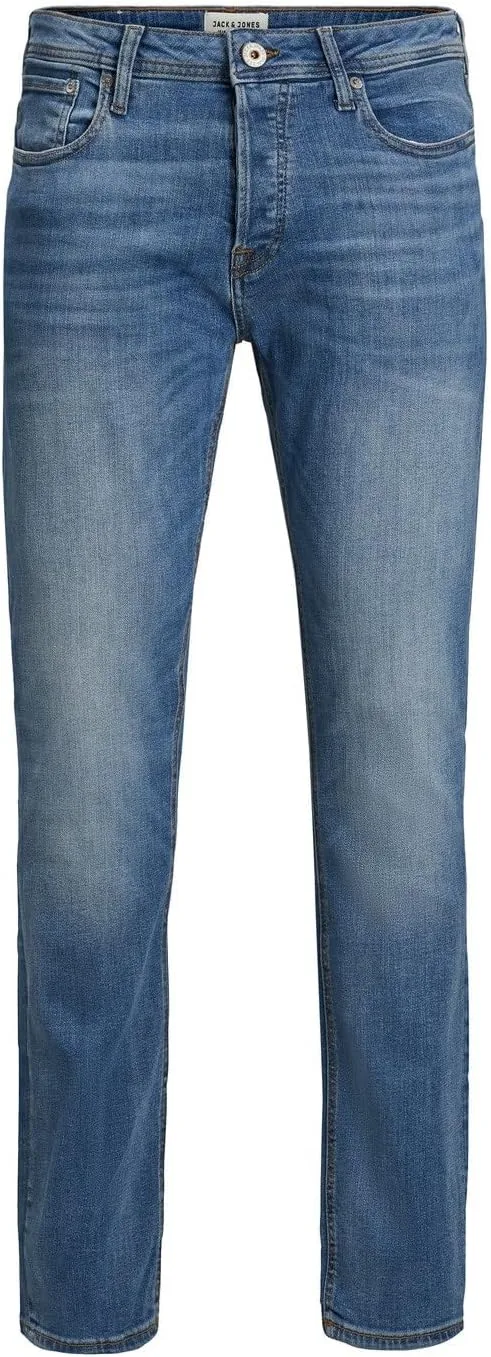 JACK & JONES ▫️ Calças de ganga slim fit de cintura baixa, estilo 5 bolsos, calças de ganga casuais para homem (Reino Unido), cintura 28 a 36