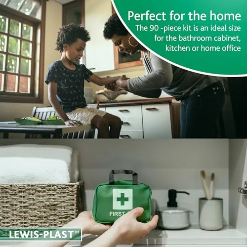 Reliance Medical ▫️ LEWIS-PLAST Kit completo de primeiros socorros com 90 peças para primeiros socorros ao ar livre – kit em conformidade com as normas europeias 5