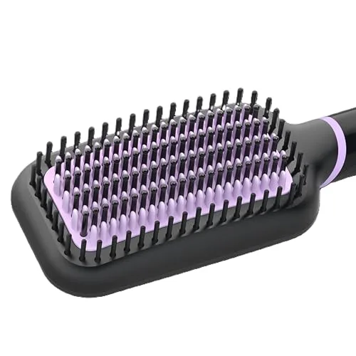 PHILIPS ▫️ Escova alisadora StyleCare, com tecnologia ThermoProtect, revestimento cerâmico, 2 posições de temperatura, cabelo liso natural em 5 minutos, BHH880/00, preto 3