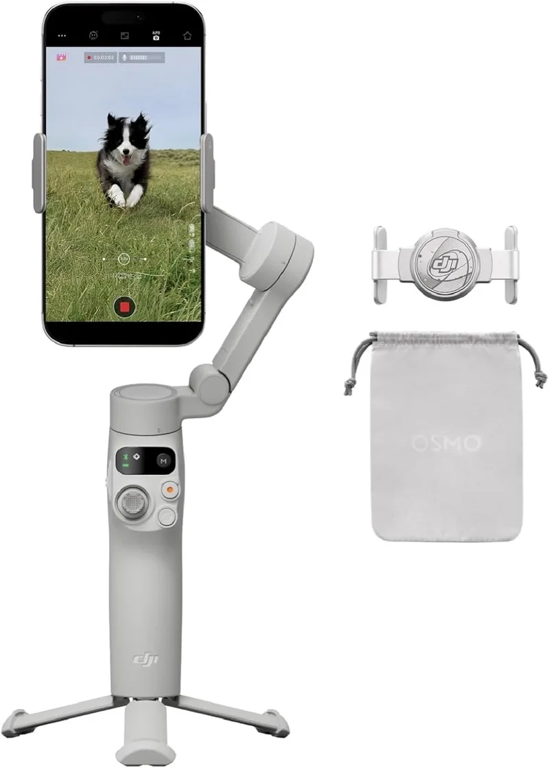 Estabilizador DJI Osmo Mobile 7 para iPhone, Android, tripé incorporado, ultra-leve, estabilizador de 3 eixos para telemóvel, ActiveTrack 7.0, ShotGuides, edição com um toque, 10 horas de utilização