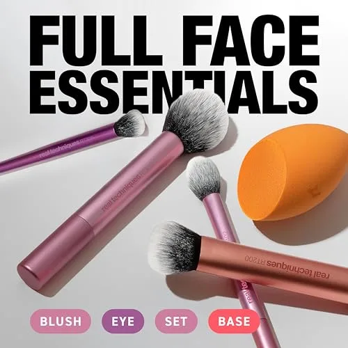 REAL TECHNIQUES ▫️ Kit de esponjas de maquilhagem Everyday Essentials, pincéis de maquilhagem e esponja para misturar maquilhagem, para base, blush e bronzeador, conjunto de 5 peças 2