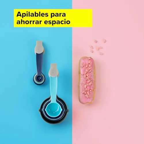 Tasty ▫️ Conjunto de colheres medidoras 10 peças de tamanhos diferentes, adequadas para a máquina de lavar louça, nas cores azul claro, azul escuro e cinzento, empilháveis para poupar espaço 6