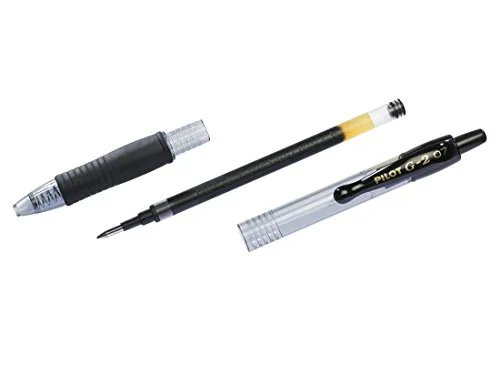 PILOT ▫️ Caixa de 6 G2 Plus - Canetas roller de tinta gel - Retráteis e recarregáveis - Excelente conforto na escrita - Preto - Ponta média 6