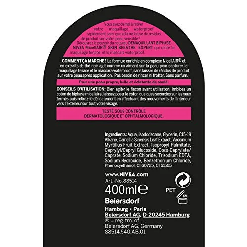 NIVEA ▫️ Água Micelar Resistente à Água - Rosto, Olhos, Lábios - Limpa os poros e remove a maquilhagem - Suave para as pestanas - Micelas, aminoácidos e extratos de chá preto - Vegano - Todos os tipos de pele 3
