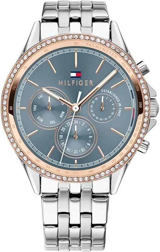 Relógio analógico de quartzo multifunções Tommy Hilfiger para mulher com bracelete em aço inoxidável - Disponível na versão dourada ou prateada