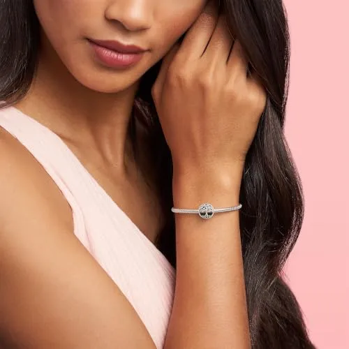 PANDORA ▫️ Pulseira Moments para mulher com pingente em prata de lei com motivo perfurado «Family Roots» 3