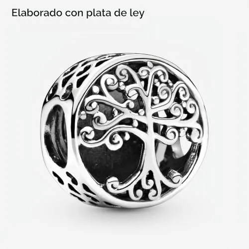 PANDORA ▫️ Pulseira Moments para mulher com pingente em prata de lei com motivo perfurado «Family Roots» 4