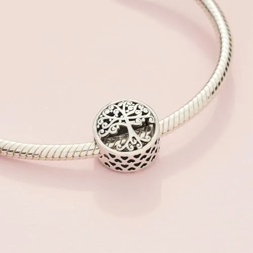 PANDORA ▫️ Pulseira Moments para mulher com pingente em prata de lei com motivo perfurado «Family Roots» 5