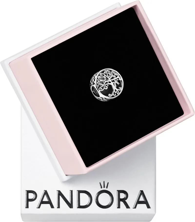 PANDORA ▫️ Pulseira Moments para mulher com pingente em prata de lei com motivo perfurado «Family Roots»