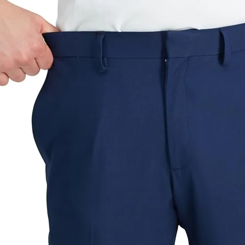 Haggar ▫️ Calças de fato com frente lisa, corte reto e conforto premium - Calças de fato para homem 4