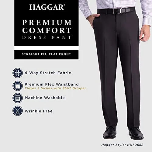 Haggar ▫️ Calças de fato com frente lisa, corte reto e conforto premium - Calças de fato para homem 5
