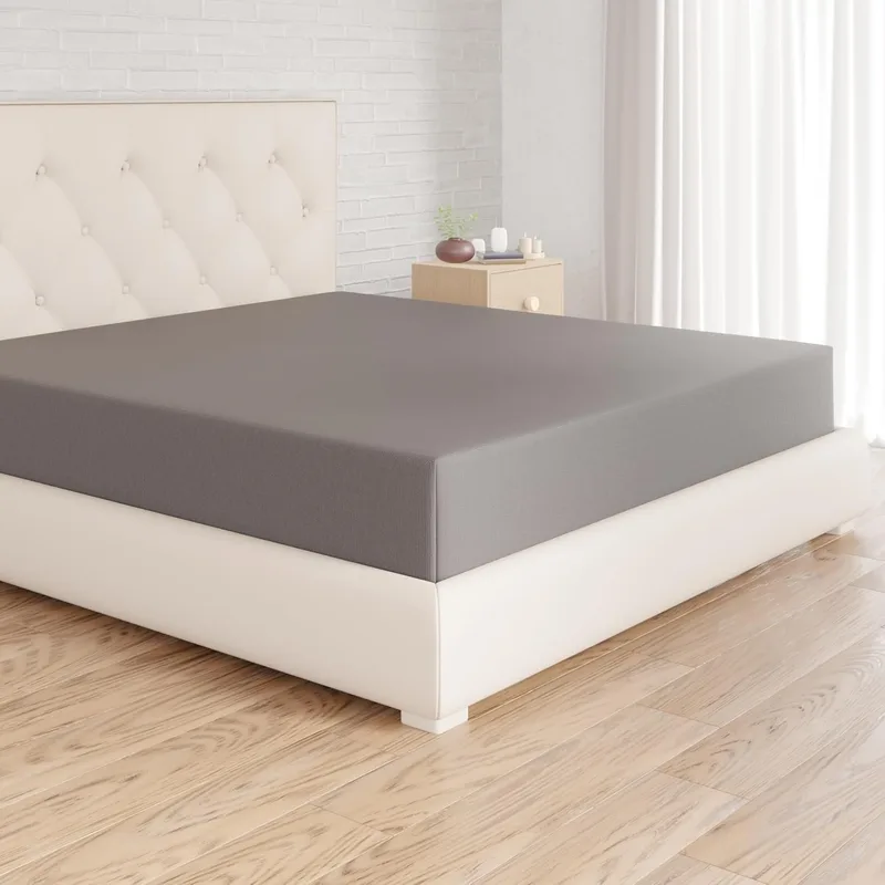 Amazon Basics ▫️ Lençol de baixo ajustável 180 x 200 cm, 100% algodão, cinzento escuro
