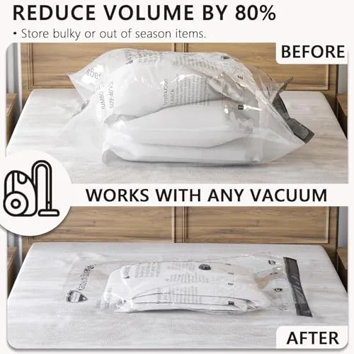 SUOCO ▫️ Sacos de vácuo para roupa com bomba, 4 XL/4 Grandes, sacos de armazenamento a vácuo para roupa de cama, viagens e mudanças 4