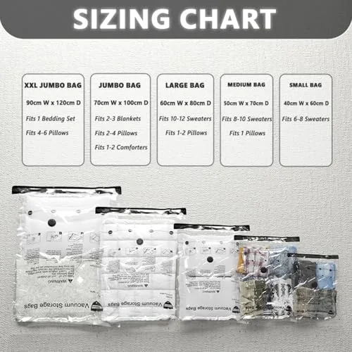 SUOCO ▫️ Sacos de vácuo para roupa com bomba, 4 XL/4 Grandes, sacos de armazenamento a vácuo para roupa de cama, viagens e mudanças 5