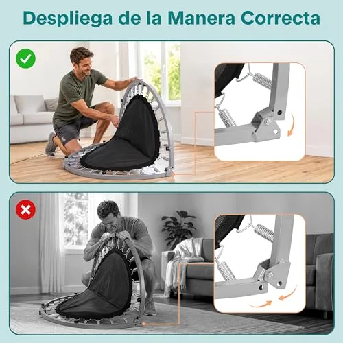 SereneLife ▫️ Trampolim Mini dobrável, cama elástica, fitness, compacto para crianças e adultos, trampolim de exercício, pega em espuma 6