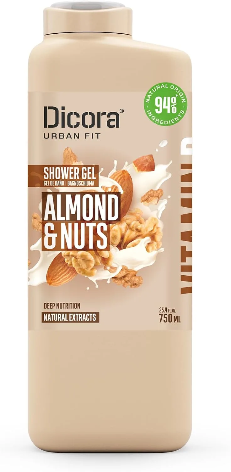 Dicora Urban Fit ▫️ Gel de Banho com Vitamina B, Amêndoas e Nozes 750 ml