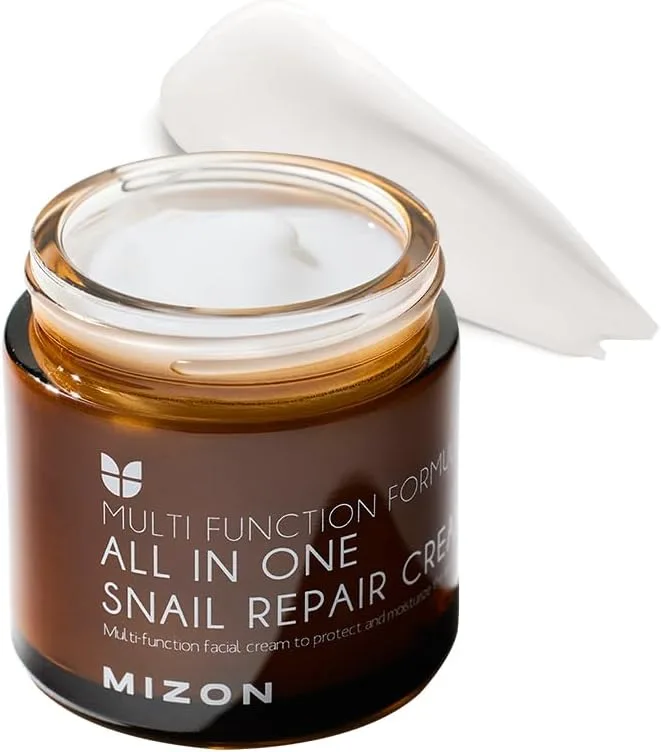 MIZON ▫️ [] Creme Reparador com Baba de Caracol (75 g) – hidratante facial com extrato de mucina de caracol, creme de recuperação, cosmético coreano «tudo em um», tratamento para rugas e manchas