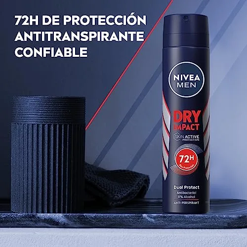 NIVEA MEN ▫️ Dry Impact - Desodorizante antitranspirante para homem em spray - 72 horas de proteção fiável contra o suor - Sem álcool - Com 2 ingredientes ativos antibacterianos - Para todos os tipos de pele - Embalagem de 6 x 200 ml 2