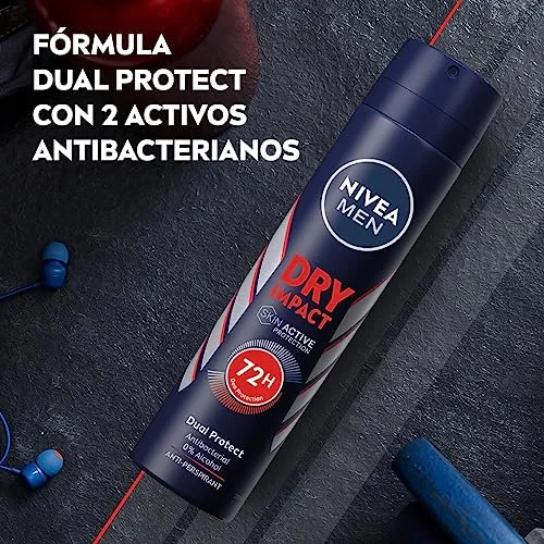 NIVEA MEN ▫️ Dry Impact - Desodorizante antitranspirante para homem em spray - 72 horas de proteção fiável contra o suor - Sem álcool - Com 2 ingredientes ativos antibacterianos - Para todos os tipos de pele - Embalagem de 6 x 200 ml 4