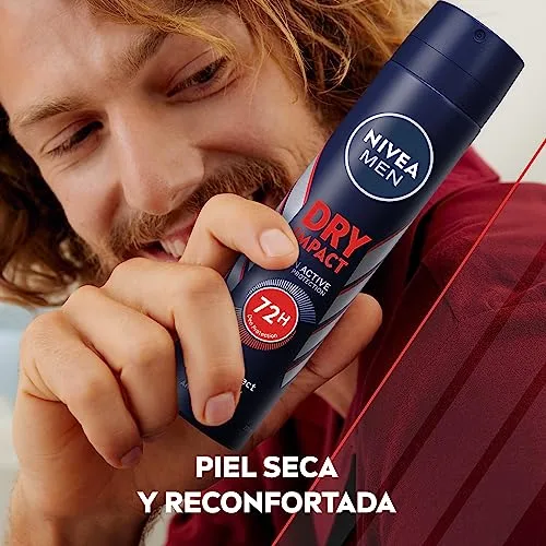 NIVEA MEN ▫️ Dry Impact - Desodorizante antitranspirante para homem em spray - 72 horas de proteção fiável contra o suor - Sem álcool - Com 2 ingredientes ativos antibacterianos - Para todos os tipos de pele - Embalagem de 6 x 200 ml 5