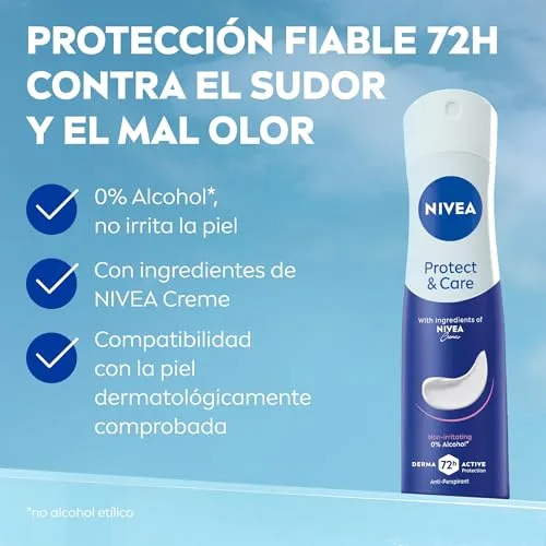 NIVEA ▫️ Protect & Care Roll-on em embalagem de 6 (6 x 50 ml), desodorizante antitranspirante com o aroma Creme, desodorizante roll-on com 0% de álcool 2