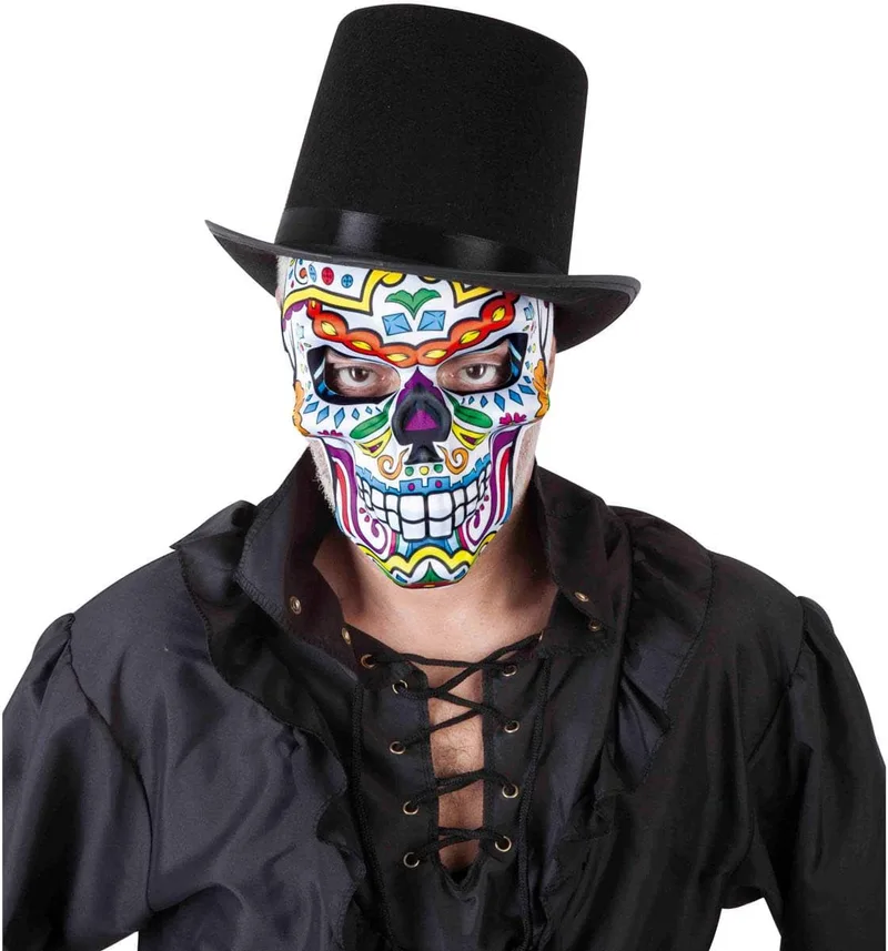 Rubies ▫️ Máscara Katrin Skull para adultos, Máscara de Esqueleto do Dia dos Mortos, Oficial para o Halloween, Carnaval e Festas
