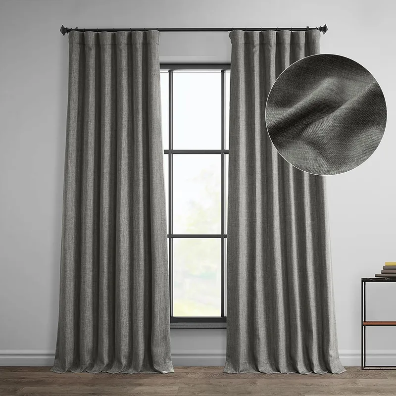 HPD Half Price Drapes ▫️ BOCH-LN185-P - Cortinas de linho sintético para escurecer o quarto (1 painel), 50 x 96 polegadas, cinzento Blazer