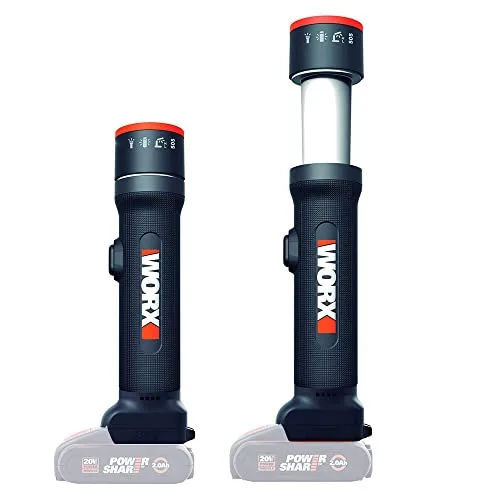 WORX ▫️ WX027.9 Lanterna LED 4 em 1 de 20 V (sem bateria), alcance de 80 m, cabeça giratória ±72°, funções de lanterna, foco de 360°, lâmpada e sinal de SOS 2