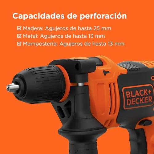 Black+Decker ▫️ 710 W, berbequim de percussão com fio de alto rendimento, 0-2800 RPM, com 4 brocas e caixa de acessórios, BEH710K-QS 6