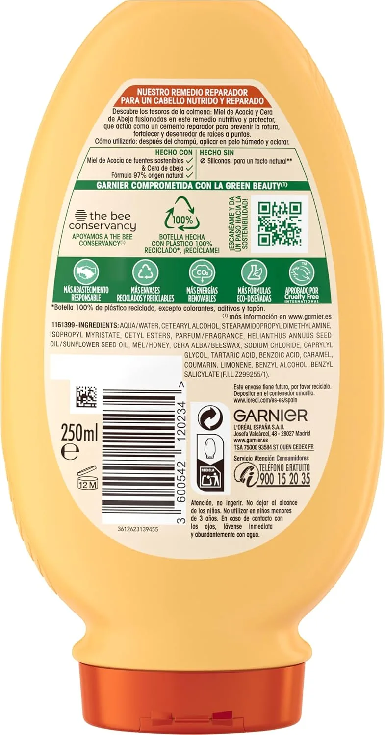 Garnier ▫️ Condicionador Reconstrutor com Tesouros de Mel - 1 unidade, Preto, 250 ml