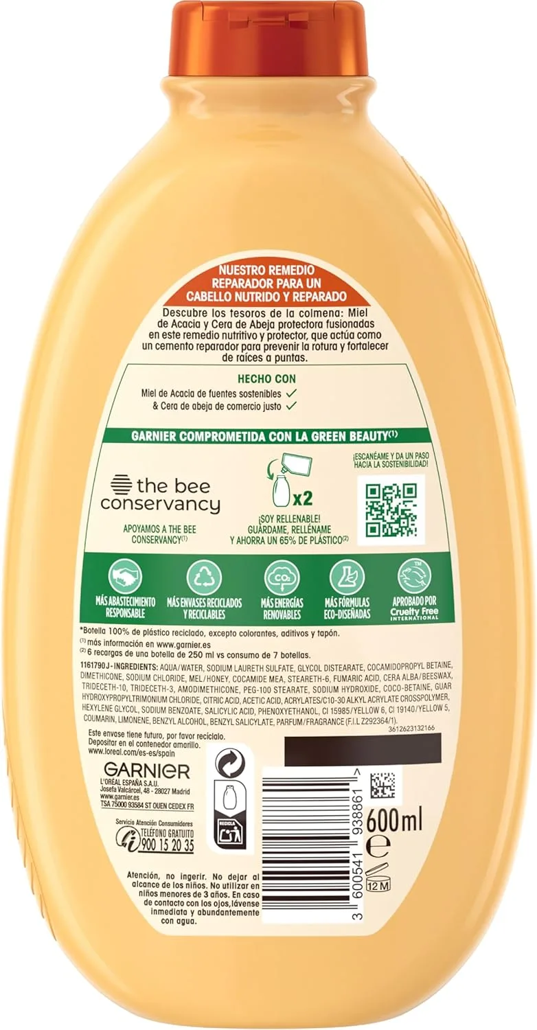 Garnier ▫️ Original Remedies Tesouros de Mel Champô para cabelo danificado - 600 ml
