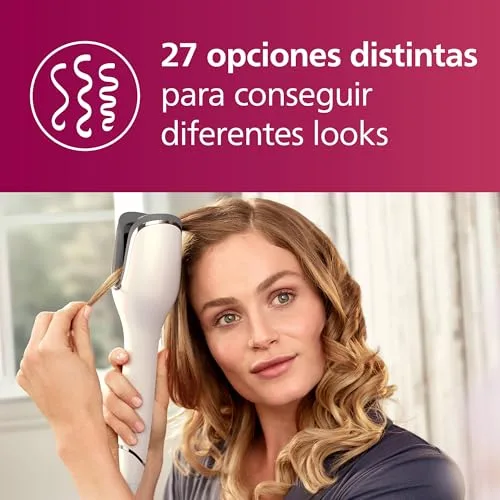 PHILIPS ▫️ Modelador de Cabelo Automático, com tecnologia Moisture Protect, iões, placas cerâmicas com queratina, 27 opções de ondulação, BHB878/00, Branco 5