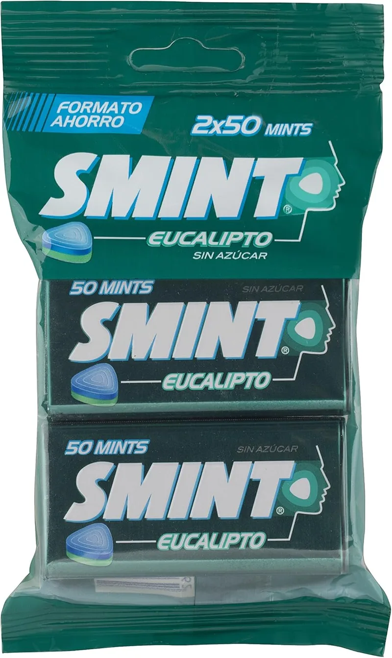 Smint ▫️ Lata sem açúcar Lata de rebuçados sem açúcar com sabor a eucalipto, 2 x 35g