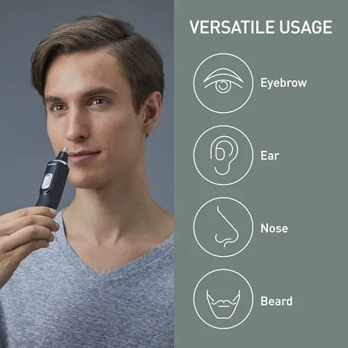 Panasonic ▫️ ER-GN300-K503 Aparador de pelos do nariz para homem, máquina de barbear elétrica premium, aparador para pelos do nariz, orelhas e sobrancelhas, resistente à água, funciona com bateria, preto 2